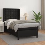 vidaXL Sommier à lattes de lit avec matelas Noir 90x190 cm Similicuir