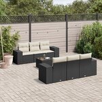 vidaXL Salon de jardin 7 Pièces avec coussins noir résine tressée