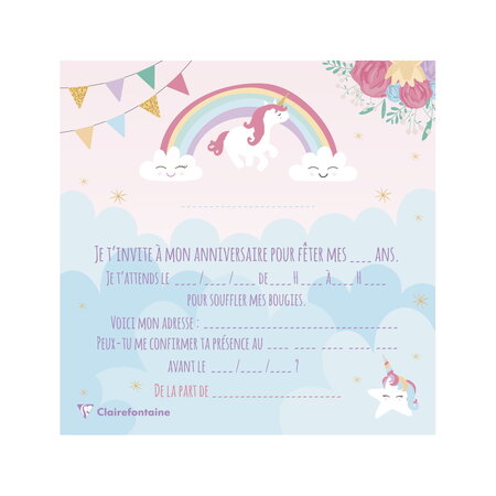 Carte à gratter invitation anniversaire enfant fille modèle licorne lama  fleuri -  France