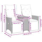 vidaXL Canapé de jardin inclinable 2 places avec table gris poly rotin
