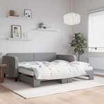 vidaXL Lit de jour avec gigogne et matelas gris clair 100x200 cm tissu