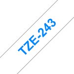 Pack de 5 Rubans compatible avec Brother TZe243 - Texte bleu sur fond blanc - Largeur 18 mm x 8 mètres