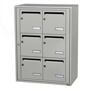 Bloc collectif leabox.com 2x3 grade 3 simple face Intérieur fixation murale Gris agate RAL 7038 finition brillante