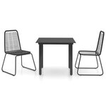 vidaXL Ensemble à dîner de jardin 3 Pièces Rotin PVC Noir