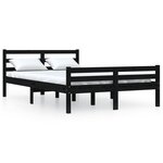 vidaXL Cadre de lit Noir Bois massif 150x200 cm Très grand