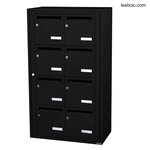 Bloc collectif Leabox 2x4 grade 3 simple face intérieur mural noir 9005 finition brillante