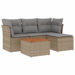 vidaXL Salon de jardin avec coussins 5 Pièces beige résine tressée