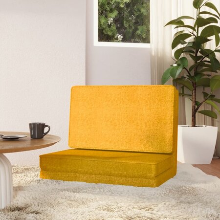 Chaise pliable de sol avec fonction de lit Jaune moutarde Tissu vidaXL