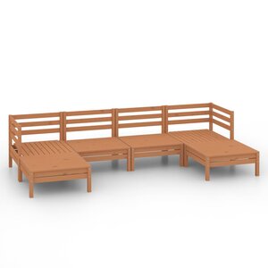 vidaXL Salon de jardin 6 Pièces Marron miel Bois de pin massif