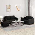 vidaXL Ensemble de canapés 3 Pièces avec coussins Noir Tissu