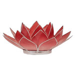 Porte bougie fleur de lotus rouge nuancé et argent 1er chakra