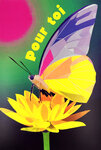 Carte FLUO Pour toi Papillon Fleur Pensée Affectueuse - Avec Enveloppe 12x17,5cm