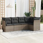vidaXL Salon de jardin 5 Pièces avec coussins gris résine tressée