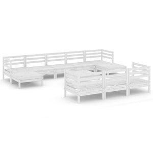 Salon de jardin meuble d'extérieur ensemble de mobilier 11 pièces blanc bois de pin massif 02_0015468