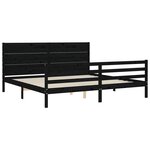 vidaXL Cadre de lit avec tête de lit noir 200x200 cm bois massif