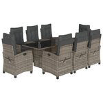 vidaXL Ensemble à manger de jardin 9 Pièces coussins gris résine tressée