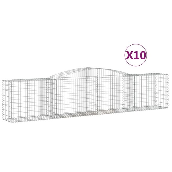 vidaXL Paniers à gabions arqués 10 Pièces 400x50x80/100 cm Fer galvanisé