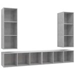 vidaXL Meubles TV muraux 4 Pièces Gris béton Aggloméré