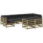 vidaXL Salon de jardin 9 Pièces avec coussins bois de pin imprégné