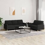 vidaXL Ensemble de canapés 2 Pièces avec coussins Noir Tissu