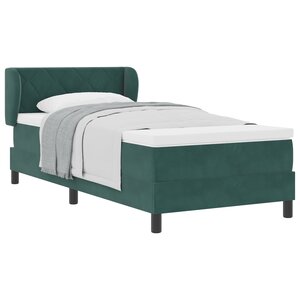 lit à ressort vidaXL avec matelas vert foncé 90x200 cm en velours