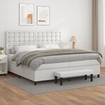 vidaXL Sommier à lattes de lit avec matelas Blanc 200x200cm Similicuir