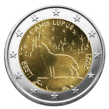 Monnaie 2 euros commémorative estonie 2021 - le loup