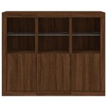 vidaXL Buffets avec lumières LED 3 Pièces chêne brun bois d'ingénierie