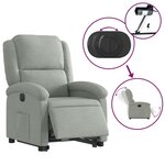 vidaXL Fauteuil inclinable électrique gris clair velours