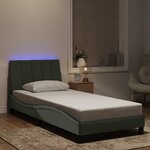 vidaXL Cadre de lit avec lumières LED gris clair 90x200 cm velours