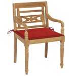 vidaXL Chaises Batavia avec coussins 8 Pièces Bois de teck solide