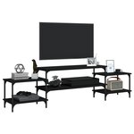 vidaXL Meuble TV noir 197x35x52 cm bois d'ingénierie