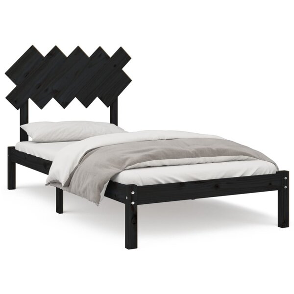 vidaXL Cadre de lit Noir 100x200 cm Bois massif