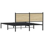 vidaXL Cadre de lit en métal avec tête de lit chêne sonoma 137x190 cm