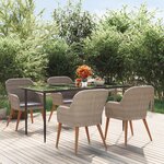 vidaXL Ensemble à manger de jardin et coussins 5 Pièces Marron