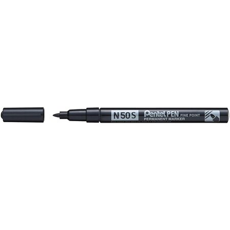 Marqueur permanent n50s corps aluminium pointe ogive fine noir pentel