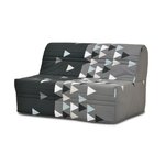 Banquette-lit BZ - Joe - Tissu Gris et noir - 2 places - 143 x 97 x 89 cm - Matelas 9 cm