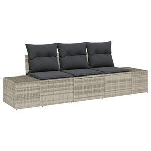 vidaXL Ensemble de canapé de jardin 3 Pièces Gris clair polyrotin