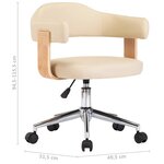 vidaXL Chaise pivotante de bureau Crème Bois courbé et similicuir