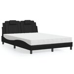 vidaXL Lit avec matelas noir 140x200 cm similicuir