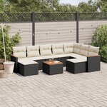 vidaXL Salon de jardin 10 Pièces avec coussins noir résine tressée