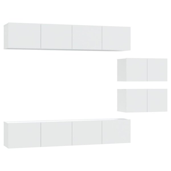 vidaXL Ensemble de meubles TV 6 Pièces Blanc Bois d'ingénierie