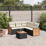 vidaXL Salon de jardin 6 Pièces avec coussins noir résine tressée