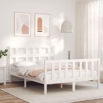 vidaXL Cadre de lit avec tête de lit blanc 120x200 cm bois massif