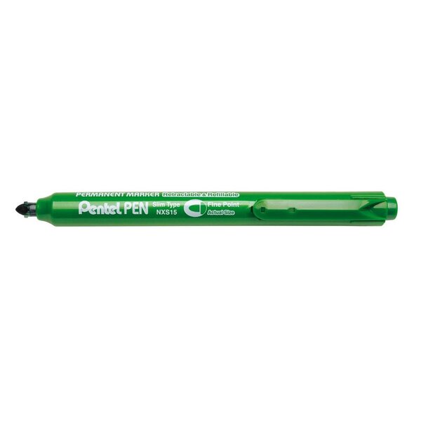 Marqueur permanent rétractable pen nsx15 pointe fine vert pentel