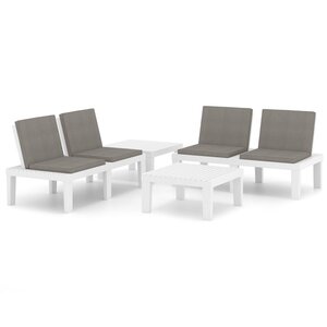 Salon de jardin meuble d'extérieur ensemble de mobilier 4 pièces avec coussins plastique blanc 02_0016171