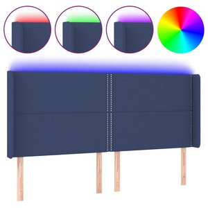 vidaXL Tête de lit à LED Bleu 163x16x118/128 cm Tissu