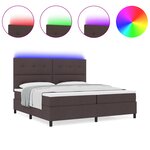 vidaXL Lit à Ressorts avec Matelas & LED Marron Foncé 200x200 cm Tissu