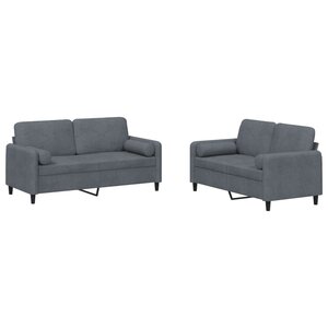 vidaXL Ensemble de canapés 2 Pièces avec coussins gris foncé velours