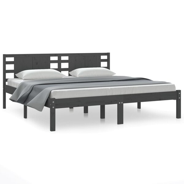 vidaXL Cadre de lit Gris Bois de pin massif 200x200 cm